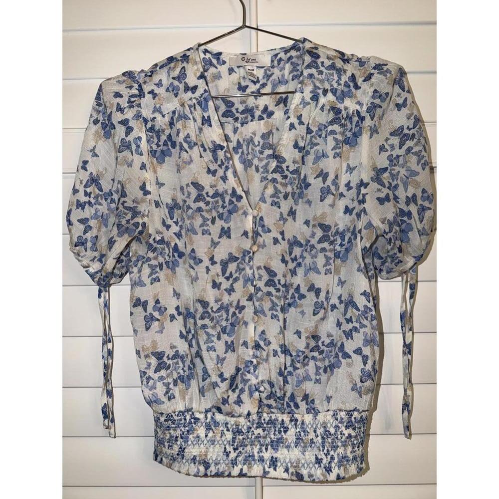 C by One women’s butterfly print blouse size M